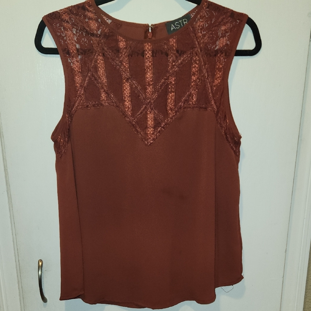 Astr Lace Yoke Blouse M